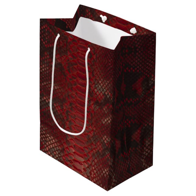 Bolsa De Regalo Mediana Impresión de Python rojo y negro (Angulo Anverso)