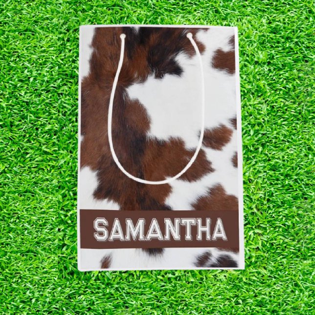 Bolsa De Regalo Mediana Impresión de vaca asombrosa (Moo-ve Your Game to New Heights!)