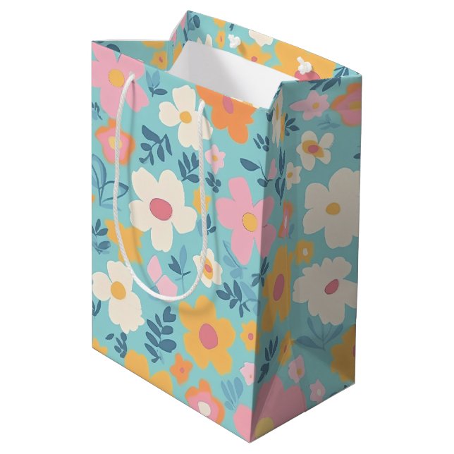 Bolsa De Regalo Mediana Impresión floral de verano (Angulo reverso)