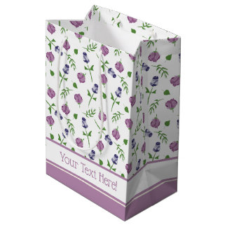 Bolsa De Regalo Mediana Impresión floral rosa rosa rosa rosa morado Bonito