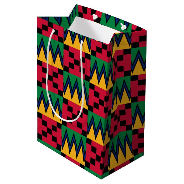 Bolsa De Regalo Mediana Impresión geométrica africana de Kwanzaa (4) (Angulo reverso)