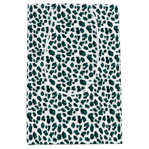 Bolsa De Regalo Mediana Impresión moderna de leopardo Verde azulado