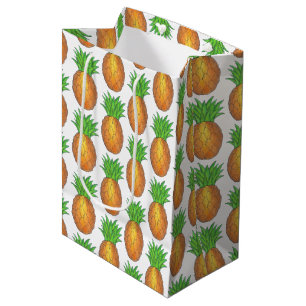 Bolsa De Regalo Mediana Impresión tropical hawaiana en la playa de piña