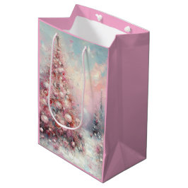 Bolsa De Regalo Mediana Impresionante Árbol de Navidad Rosa Azul