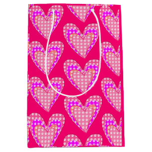 Bolsa De Regalo Mediana Impresiones De Pintas De Perro Y Patrón De Corazon