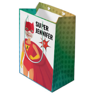 Bolsa De Regalo Mediana Increíble Chica de superhéroes regalo de cumpleaño