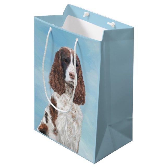 Bolsa De Regalo Mediana Inglés Springer Spaniel Pintura original de perro (Angulo Anverso)