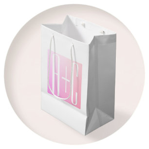 Bolsa De Regalo Mediana Iniciales de la pareja   Sutil Gradación Rosa