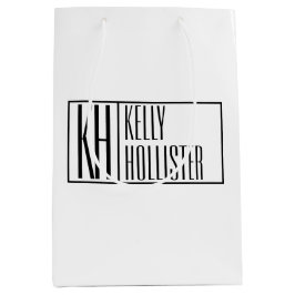 Bolsa De Regalo Mediana Iniciales y logotipo de nombres mínimos modernos