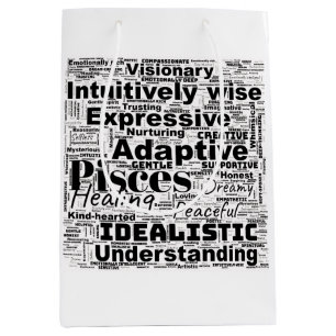 Bolsa De Regalo Mediana Inspiración de zodiac de Word Pisces