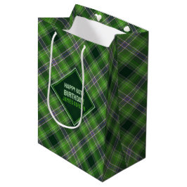 Bolsa De Regalo Mediana Inspirado en la Naturaleza Tartán de Cuadros Verde