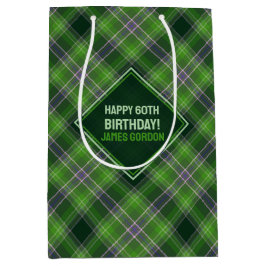Bolsa De Regalo Mediana Inspirado en la Naturaleza Tartán de Cuadros Verde