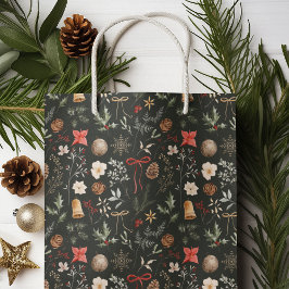 Bolsa De Regalo Mediana Invierno Festival Botánico de Feliz Navidad