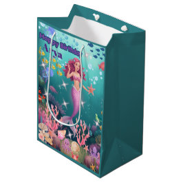 Bolsa De Regalo Mediana Invitación de cumpleaños personalizada de sirena