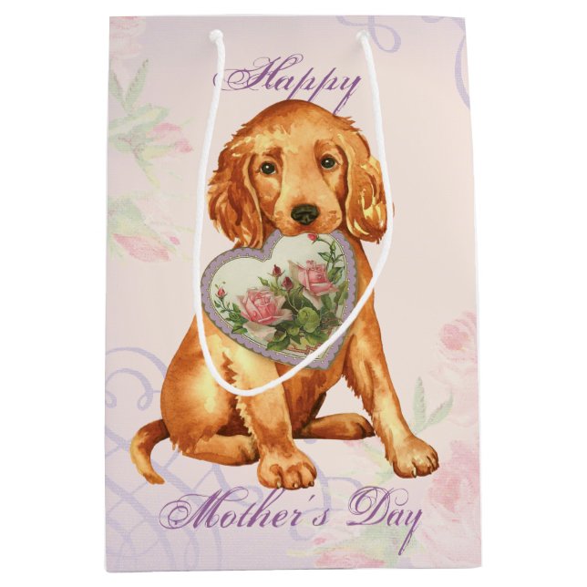 Bolsa De Regalo Mediana Irish Setter Heart Mom (Anverso)