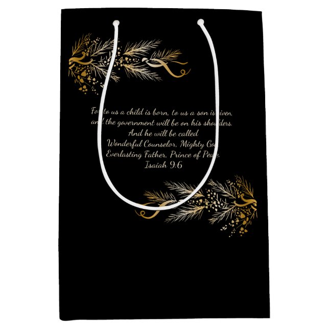 Bolsa De Regalo Mediana Isaiah 9:6 Para Nosotros Un Niño Nace Navidades Ún (Anverso)