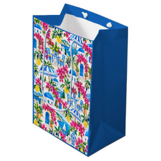 Bolsa De Regalo Mediana Isla Griega de Santorini Verano Mediterráneo