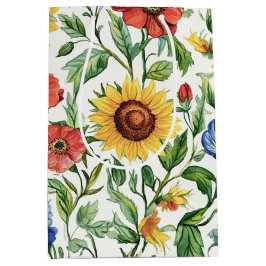 Bolsa De Regalo Mediana Italian Blue Red Yellow Sunflowers Floral Birthday