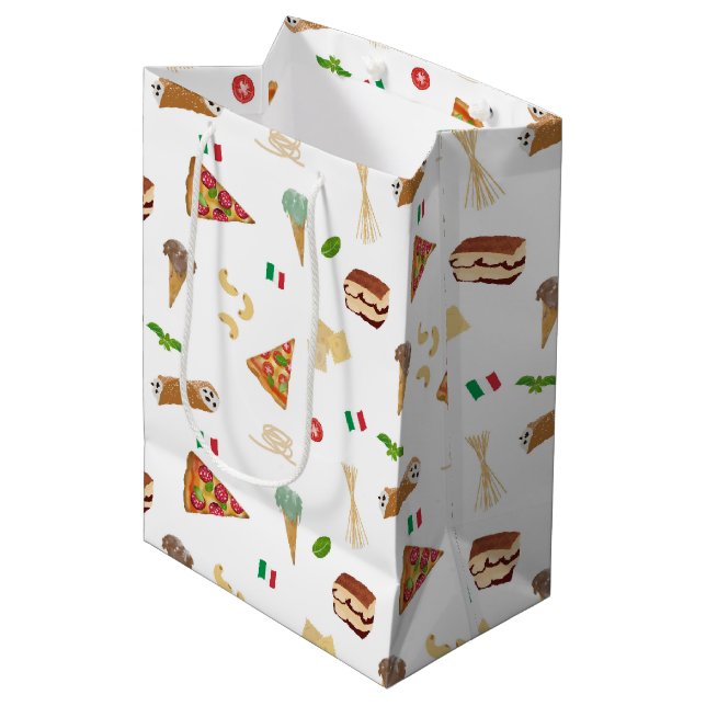 Bolsa De Regalo Mediana Italian Food Pizza Pasta Tiramisu Pattern (Angulo Anverso)