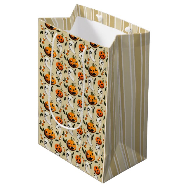 Bolsa De Regalo Mediana Jack-o-Ghost Amarillo (Angulo Anverso)