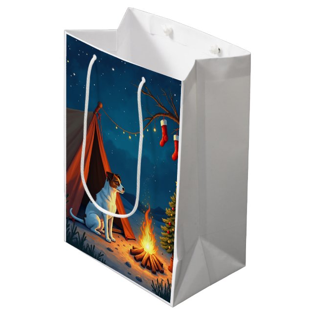 Bolsa De Regalo Mediana Jack Russell Christmas Camping Night Painting (Angulo Anverso)