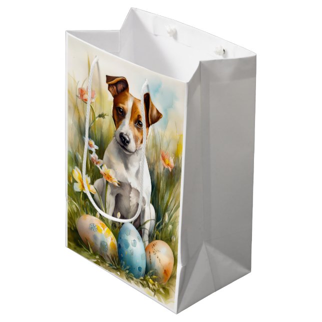 Bolsa De Regalo Mediana Jack Russell con huevos de Pascua (Angulo Anverso)