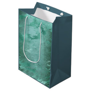 Bolsa De Regalo Mediana Jade Fundido Mármol de Lujo Verde Esmeralda