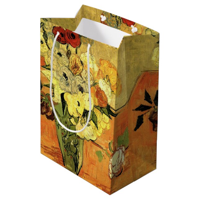 Bolsa De Regalo Mediana Japanese Vase, Roses, Anemones by Vincent van Gogh (Angulo reverso)