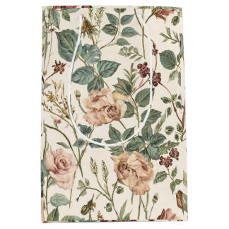 Bolsa De Regalo Mediana Jardín de campo floral botánico vintage