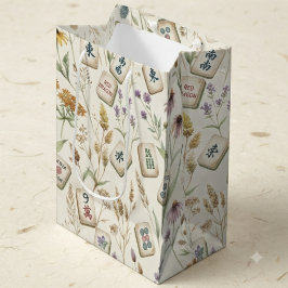 Bolsa De Regalo Mediana Jardín de flores silvestres patrón de baldosas Mah