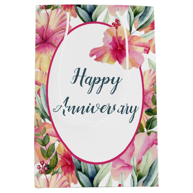 Bolsa De Regalo Mediana Jardín de Hibiscus (Anverso)