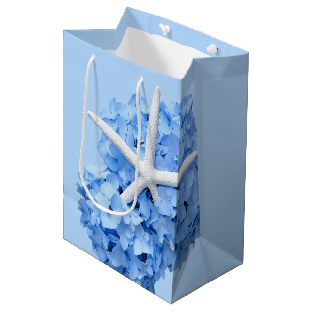 Bolsa De Regalo Mediana Jardín de la costa Azul Floral Felicidades (Angulo Anverso)
