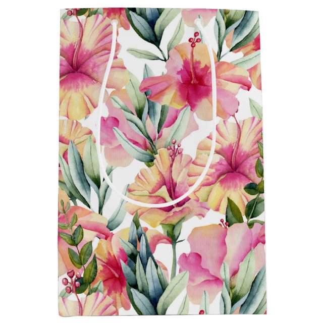 Bolsa De Regalo Mediana Jardín de verano de Hibiscus (Anverso)