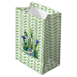 Bolsa De Regalo Mediana Jardín Floral Azul Y Verde