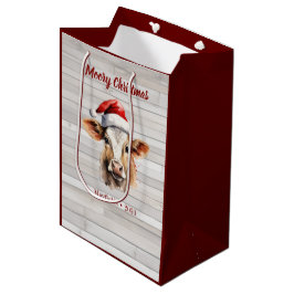 Bolsa De Regalo Mediana Jersey Cow Barn Wood "Navidades moros"