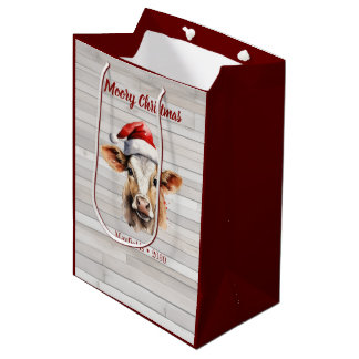 Bolsa De Regalo Mediana Jersey Cow Barn Wood "Navidades moros"