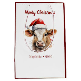 Bolsa De Regalo Mediana Jersey Cow "Moory Navidades"