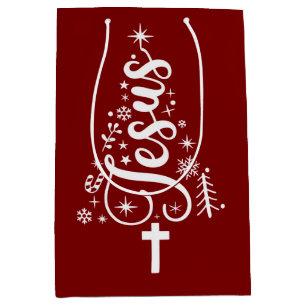 Bolsa De Regalo Mediana Jesús Cristiano Navidad Versículo Bíblico Fe 
