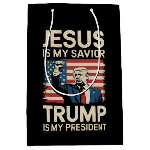 Bolsa De Regalo Mediana Jesús Es Mi Salvador Trump Es Mi Presidente 47 EE.