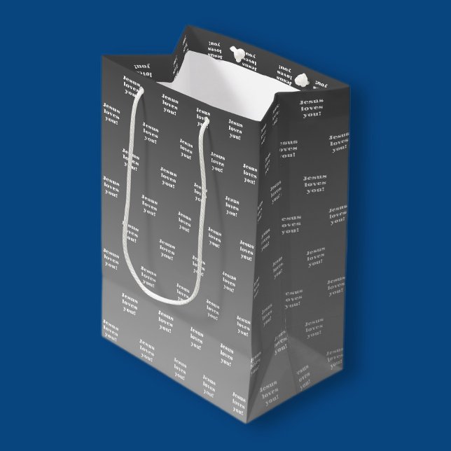 Bolsa De Regalo Mediana ¡Jesús te quiere! | Negro y blanco (Subido por el creador)