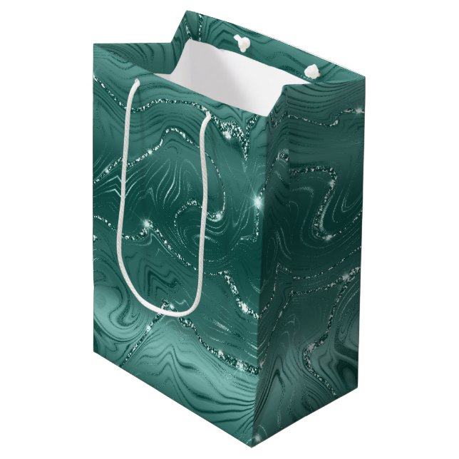 Bolsa De Regalo Mediana Jewel Emerald Green Purpurinoso Glitz