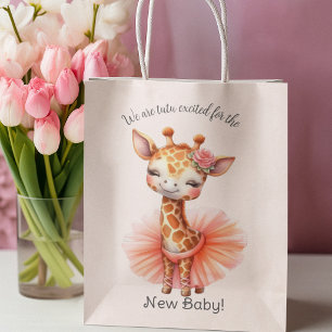 Bolsa De Regalo Mediana Jirafa Bailarina Sonriente Lindo Tutú Nueva Bebé