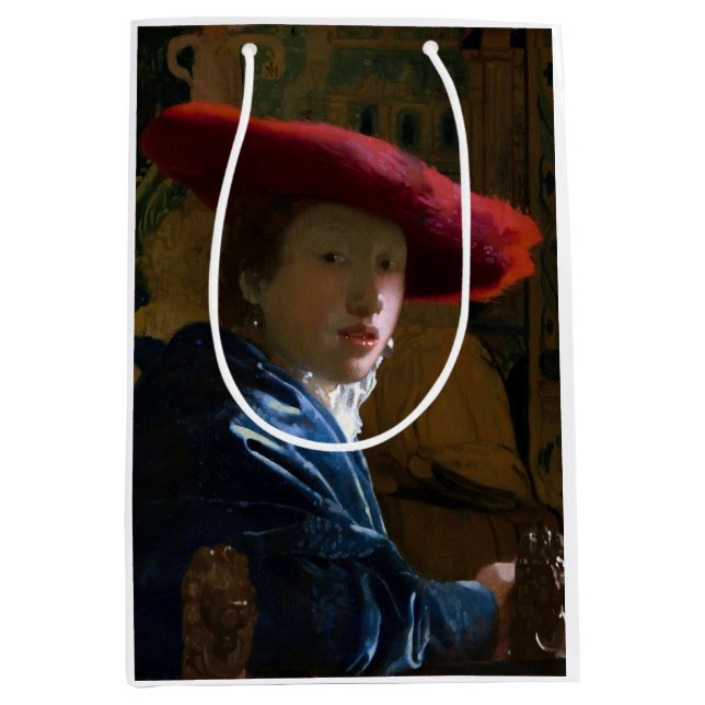 Bolsa De Regalo Mediana Johannes Vermeer - Chica con un Gorra rojo (Anverso)