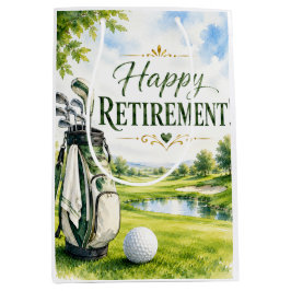 Bolsa De Regalo Mediana Jubilación de golf con bola de golf en verde