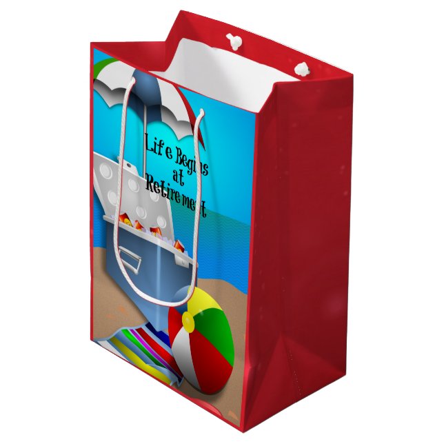 Bolsa De Regalo Mediana Jubilación - Diversión en la playa (Angulo Anverso)