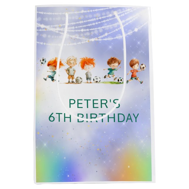 Bolsa De Regalo Mediana Juego de cumpleaños del fútbol mágico (Anverso)