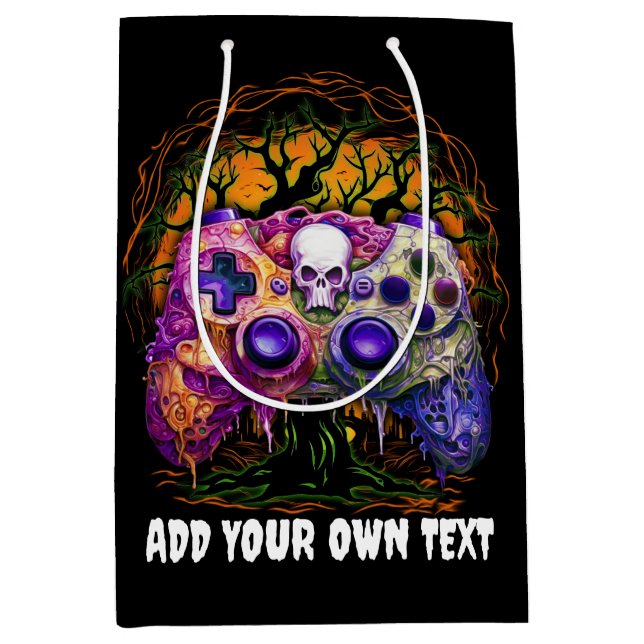 Bolsa De Regalo Mediana Juego de Halloween, espeluznante controlador, espe (Anverso)
