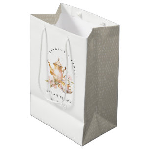 Bolsa De Regalo Mediana Juego de té floral de oro rosa para fiesta de té d