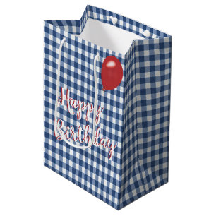 Bolsa De Regalo Mediana Jueves en blanco y azul Gingham
