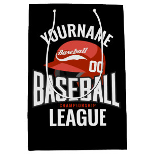 Bolsa De Regalo Mediana Jugador de béisbol personalizado NOMBRE Equipo Cha